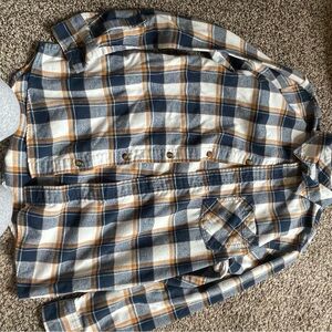 Men's Blue and White Plaid Shirt